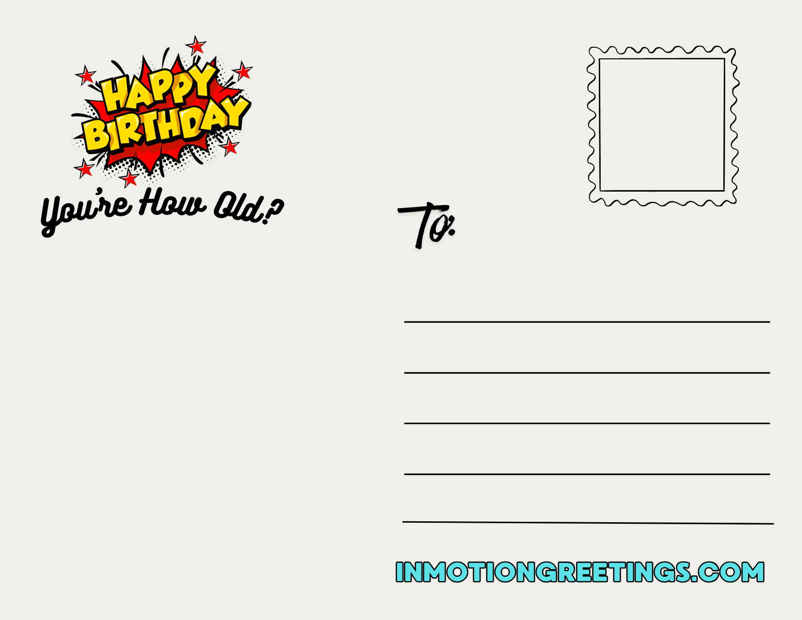 A Funny Birthday Wish QR video postcard — mailing side